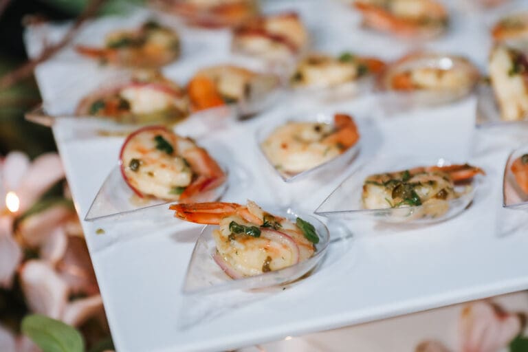 Bacchus features delicious food like this shrimp hors d'oeuvre.