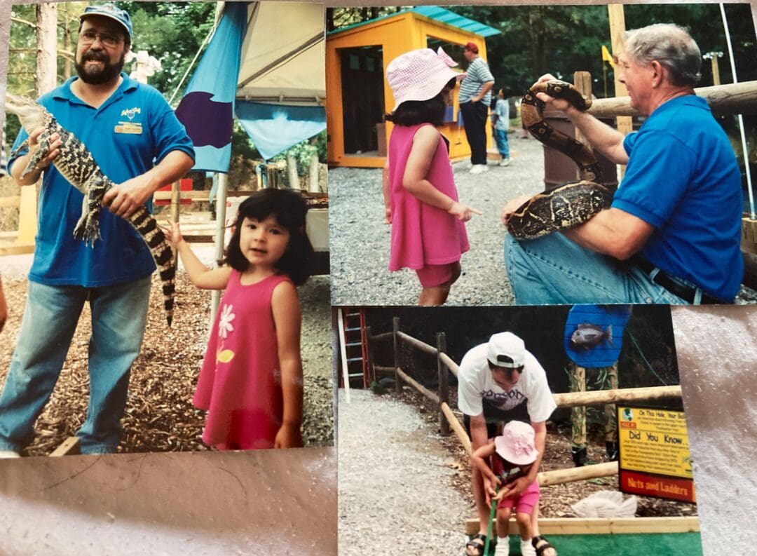 A photo montage of a visit to VLM where Clara Castle saw an alligator, snake and had fun with a hands-on exhibit.