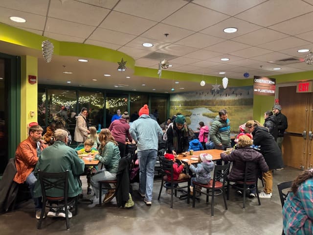 warm up druing winter nature nights with Cocoa and Cookies in the cafe.