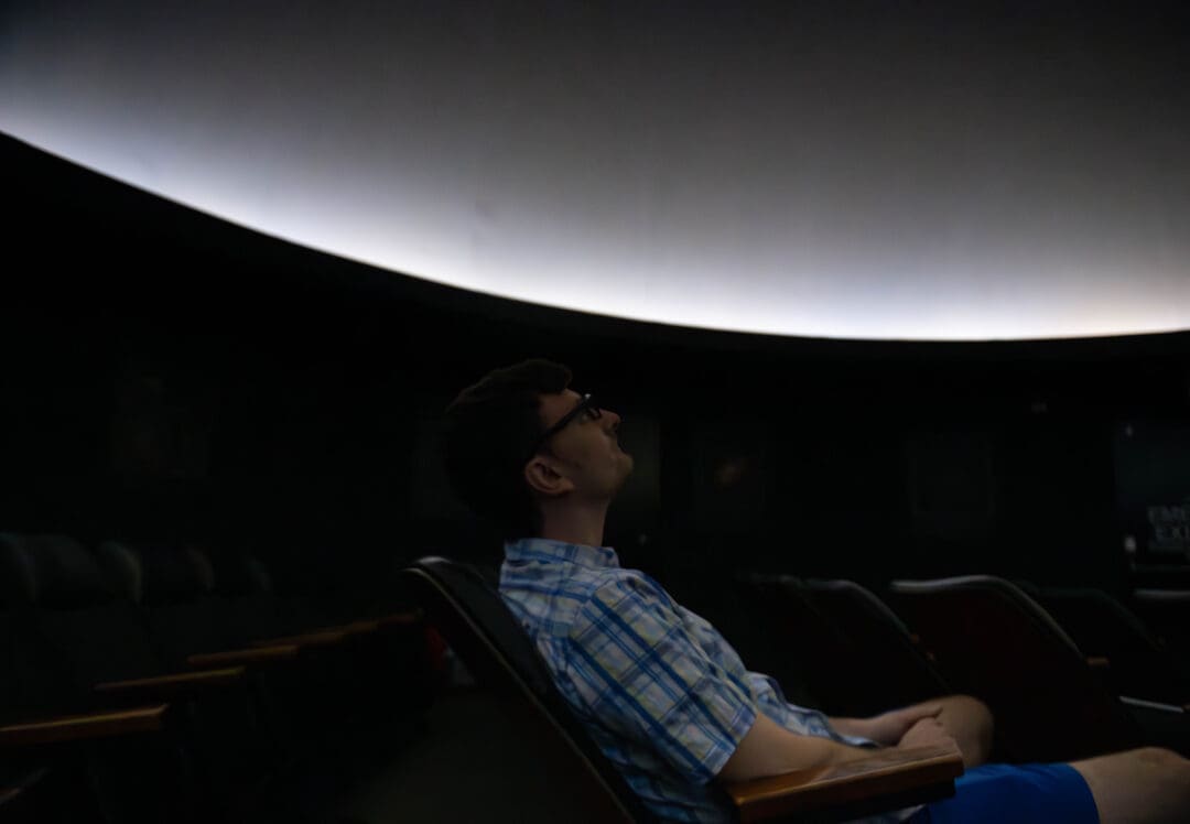Dr. Michael Rutkowski visits the Abbitt Planetarium at the Virginia Living Museum.