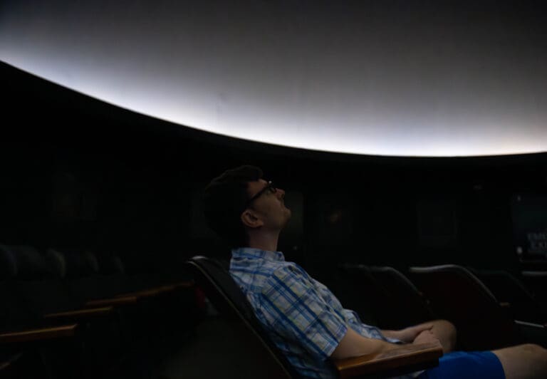 Dr. Michael Rutkowski visits the Abbitt Planetarium at the Virginia Living Museum.